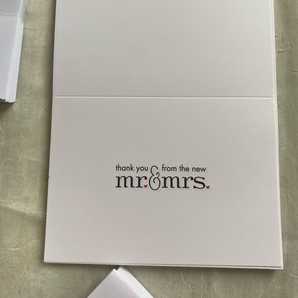 White Wedding Thank You Cards Mr. & Mrs.
